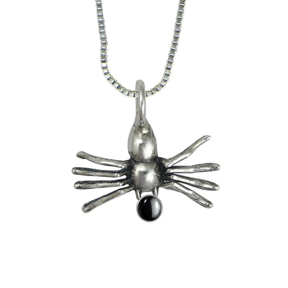 Sterling Silver Sassy Little Spider Pendant With Hematite